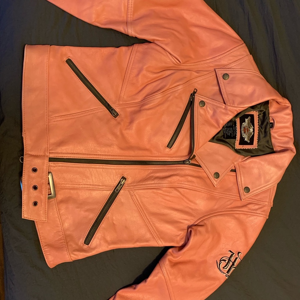 Women’s pink leather Harley Davidson jacket
